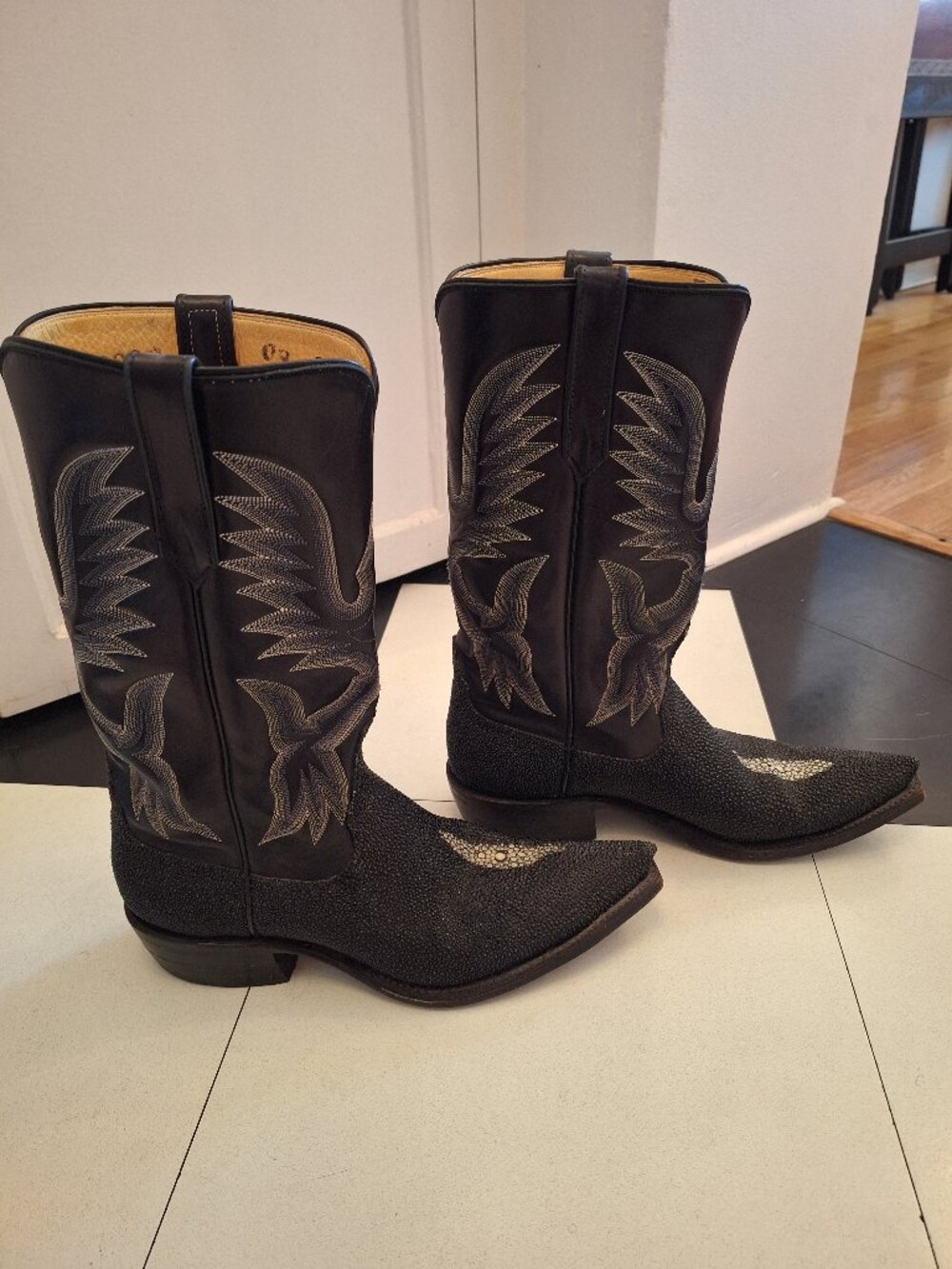 Rios of Mercedes Hand Made Black Stingray Cowboy Boots